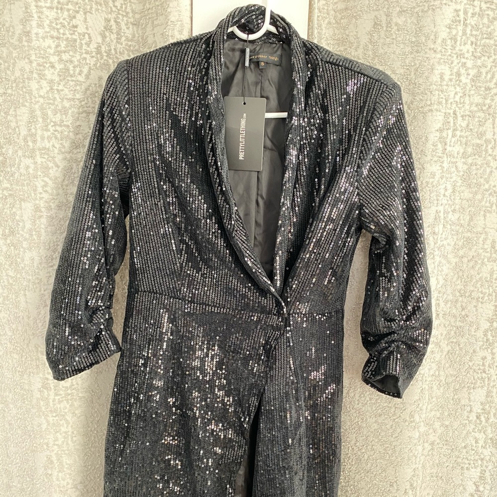 Black sequins blazer dress